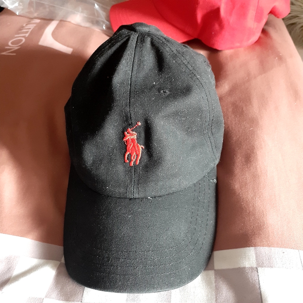 Polo Hat. Black with Red logo. Size OS